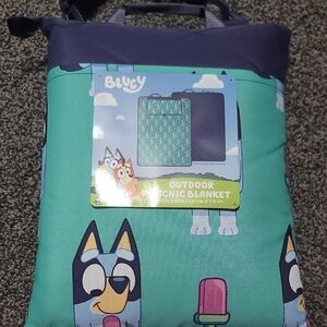 Bluey Outdoor Picnic Blanket - Blue and Green